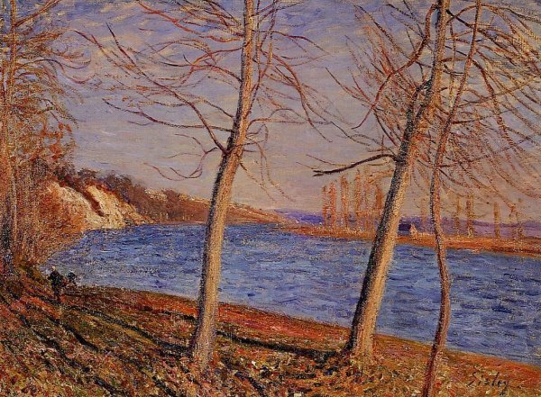 Riverbank at Veneux by Alfred Sisley - Hand-Painted Oil Painting Reproduction