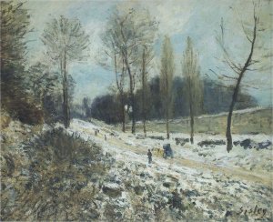 Route to Marly Le Roi in Snow by Alfred Sisley Oil Painting