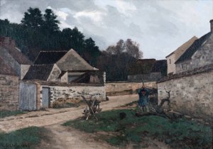 Rue de village a Marlotte by Alfred Sisley Oil Painting