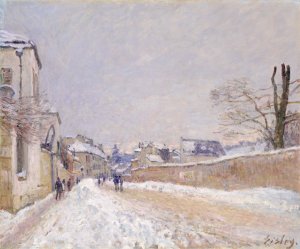 Rue Eugene Moussoir at Moret; Winter by Alfred Sisley Oil Painting