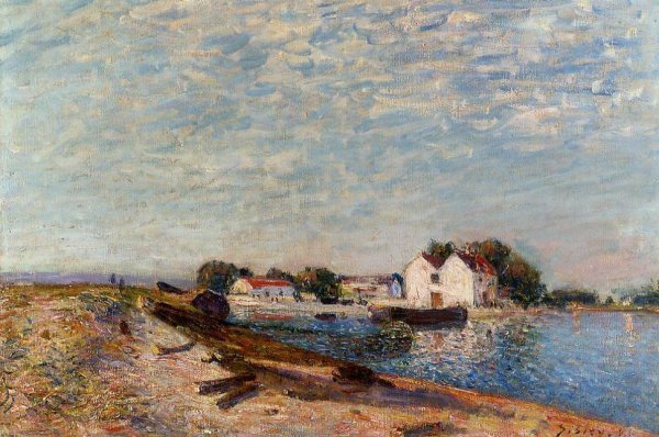 Saint-Mammes Dam by Alfred Sisley - Hand-Painted Oil Painting Reproduction