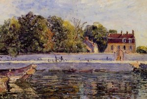 Saint-Mammes - House on the Canal du Loing by Alfred Sisley Oil Painting