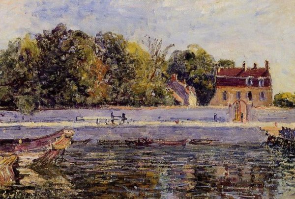 Main Product Photo of Saint-Mammes - House on the Canal du Loing Painting by Alfred Sisley