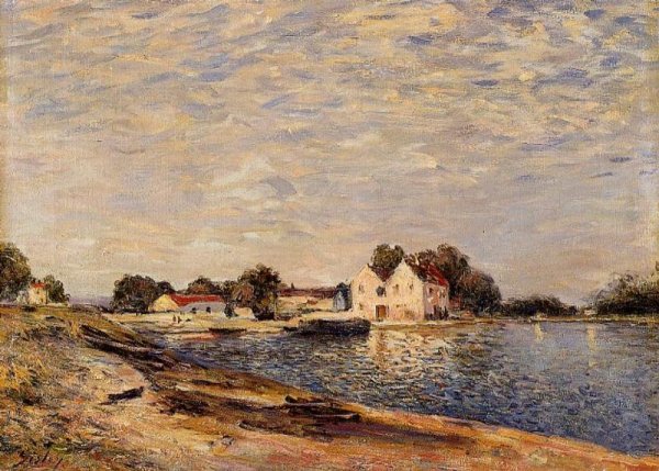 Saint-Mammes, on the Banks of the Loing by Alfred Sisley - Hand-Painted Oil Painting Reproduction