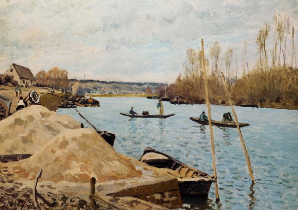 Sand Heaps by Alfred Sisley - Hand-Painted Oil Painting Reproduction