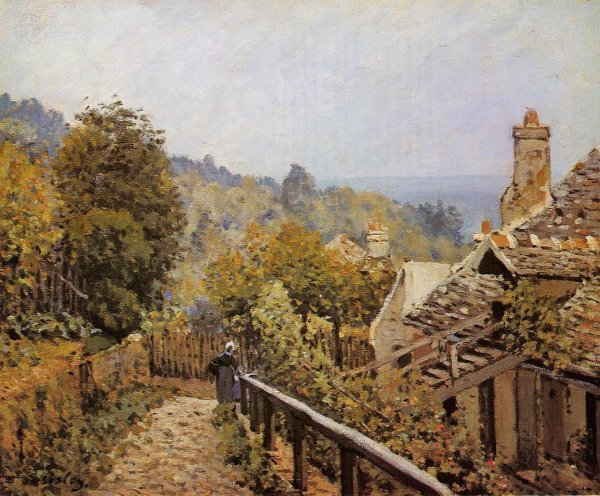 Main Product Photo of Sentier de la Mi-Cote, Louveciennes Painting by Alfred Sisley