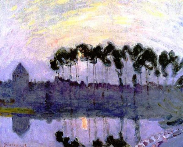 Main Product Photo of Setting Sun at Moret Painting by Alfred Sisley