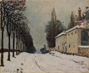 Snow on the Road, Louveciennes also known as Chemin de la Machine by Alfred Sisley Oil Painting