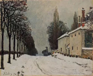Snow on the Road, Louveciennes also known as Chemin de la Machine by Alfred Sisley Oil Painting