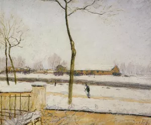Snow Scene - Moret Station by Alfred Sisley - Oil Painting Reproduction