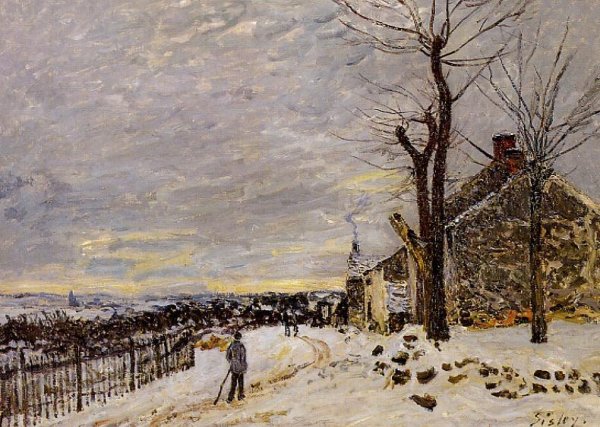 Main Product Photo of Snowy Weather at Veneux-Nadon Painting by Alfred Sisley