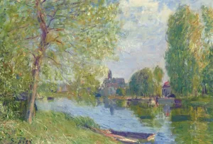 Spring at Moret on the Loing River Oil painting by Alfred Sisley