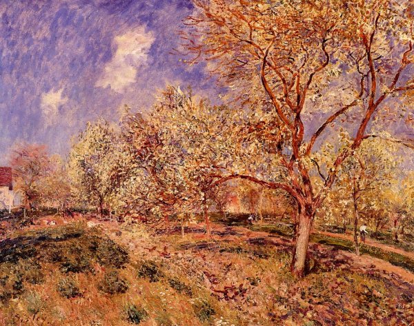 Spring at Veneux by Alfred Sisley - Hand-Painted Oil Painting Reproduction