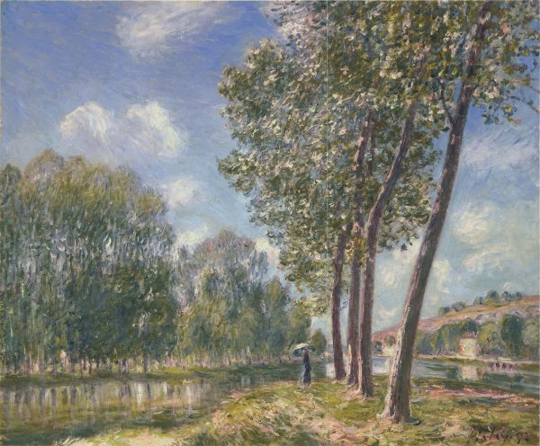 Spring Sunshine on the Loing by Alfred Sisley - Hand-Painted Oil Painting Reproduction