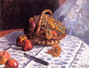 Still Life - Apples and Grapes by Alfred Sisley Oil Painting