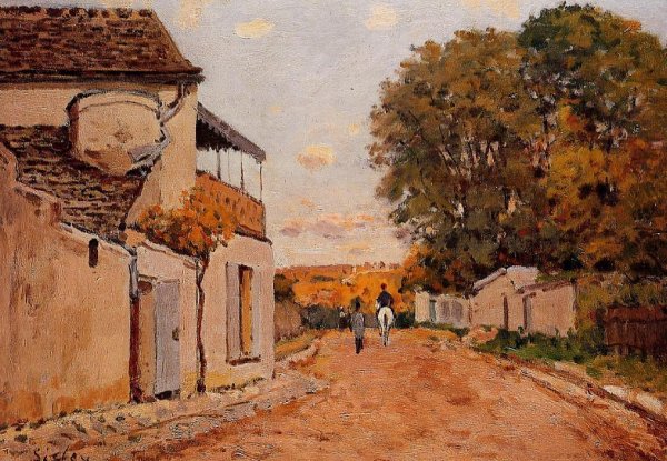 Street in Louveciennes Rue de la Princesse by Alfred Sisley - Hand-Painted Oil Painting Reproduction