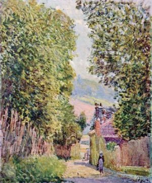Street in Louveciennes, Sunlight by Alfred Sisley Oil Painting
