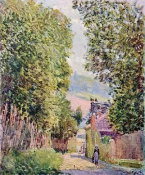 Street in Louveciennes, Sunlight by Alfred Sisley Oil Painting