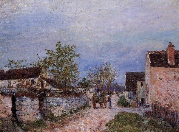 Street in Veneux by Alfred Sisley - Hand-Painted Oil Painting Reproduction