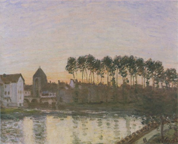 Sunset at Moret by Alfred Sisley - Hand-Painted Oil Painting Reproduction