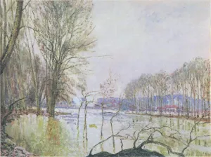 The Banks of the Seine in Autumn - flood by Alfred Sisley - Oil Painting Reproduction
