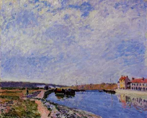The Barge Port and Saint-Mammes by Alfred Sisley - Oil Painting Reproduction