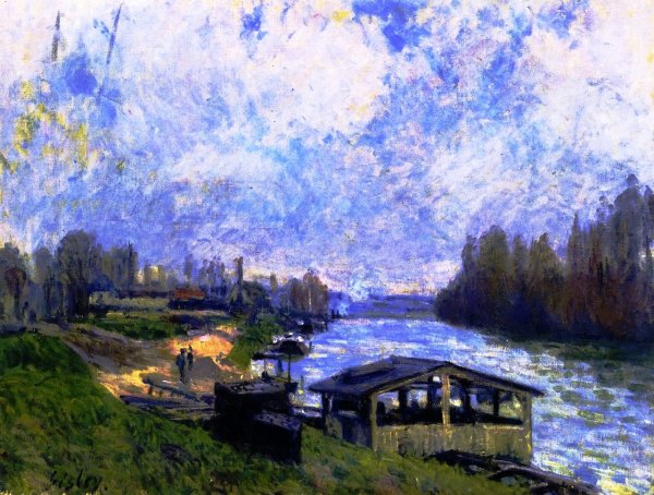 Main Product Photo of The Billancourt Wash House Painting by Alfred Sisley