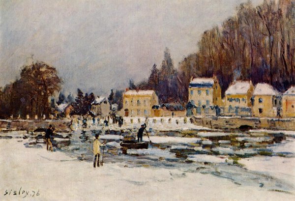 Main Product Photo of The Blocked Seine at Port-Marly Painting by Alfred Sisley