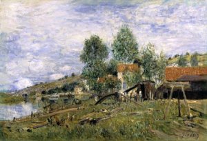 The Boatyard at Saint-Mammes by Alfred Sisley Oil Painting