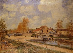 The Bourgogne Lock at Moret, Spring by Alfred Sisley Oil Painting
