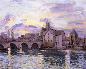 The Bridge at Moret at Sunset by Alfred Sisley Oil Painting