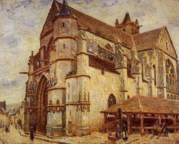 The Church at Moret, Icy Weather by Alfred Sisley - Hand-Painted Oil Painting Reproduction