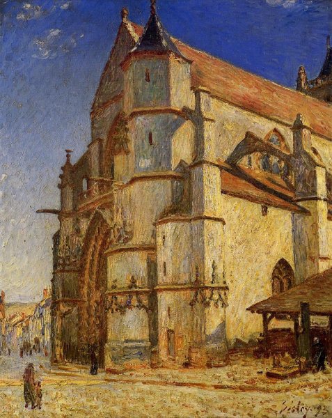 Main Product Photo of The Church at Moret in Morning Sun Painting by Alfred Sisley