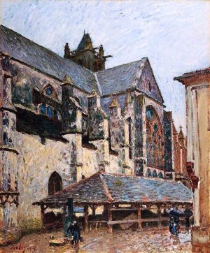 The Church at Moret in Rain by Alfred Sisley Oil Painting
