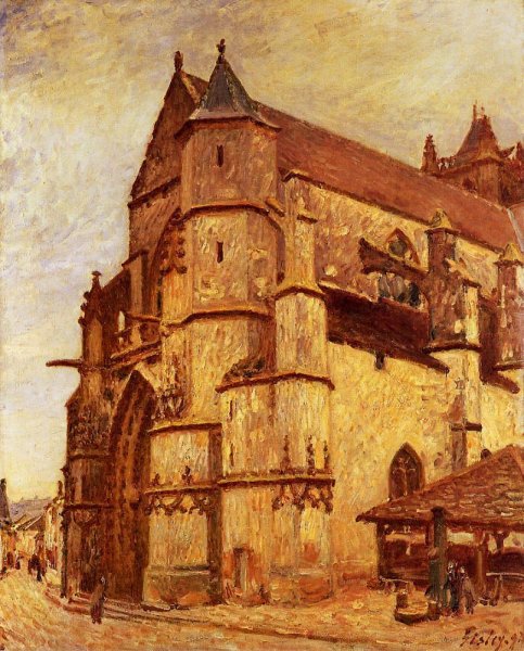 The Church at Moret, Rainy Morning by Alfred Sisley - Hand-Painted Oil Painting Reproduction