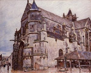 The Church at Moret, Rainy Weather, Morning by Alfred Sisley Oil Painting