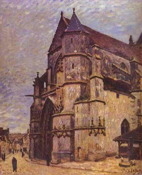The Church at Moret, Winter by Alfred Sisley - Hand-Painted Oil Painting Reproduction