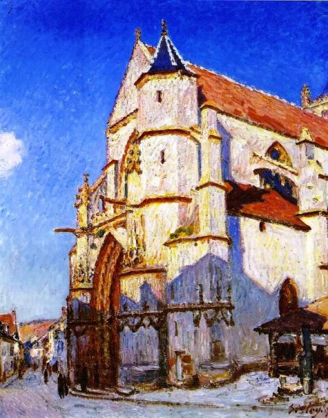 The Church at Moret by Alfred Sisley - Hand-Painted Oil Painting Reproduction