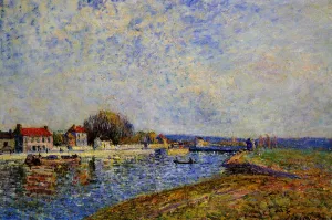 The Dam, Loing Canal at Saint-Mammes by Alfred Sisley - Oil Painting Reproduction
