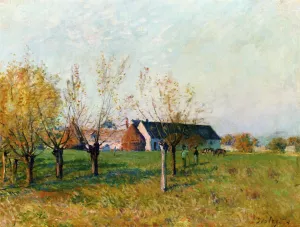 The Farm at Trou d'Enfer, Autumn Morning painting by Alfred Sisley