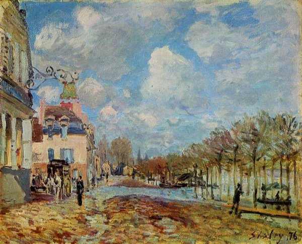 The Flood at Port-Marly by Alfred Sisley - Hand-Painted Oil Painting Reproduction