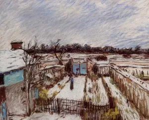 The Garden Under the Snow by Alfred Sisley - Oil Painting Reproduction