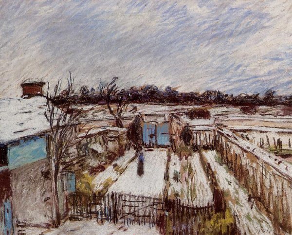 Main Product Photo of The Garden Under the Snow Painting by Alfred Sisley