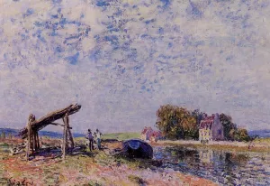 The Loing Canal at Saint-Mammes by Alfred Sisley - Oil Painting Reproduction
