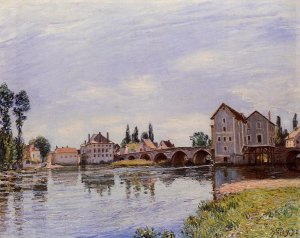 The Loing Flowing under the Moret Bridge by Alfred Sisley Oil Painting