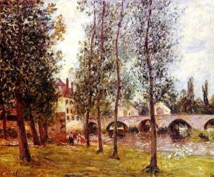 The Moret Bridge II by Alfred Sisley Oil Painting