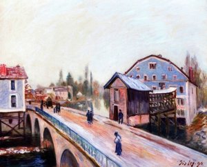 The Moret Bridge III by Alfred Sisley Oil Painting