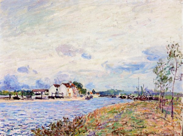 The Mouth of the Loing at Saint-Mammes by Alfred Sisley - Hand-Painted Oil Painting Reproduction