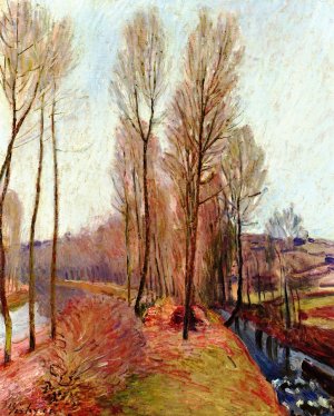 The Orvanne and the Canal du Loing in Winter by Alfred Sisley Oil Painting