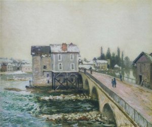 The Pont at Moret in Winter by Alfred Sisley Oil Painting